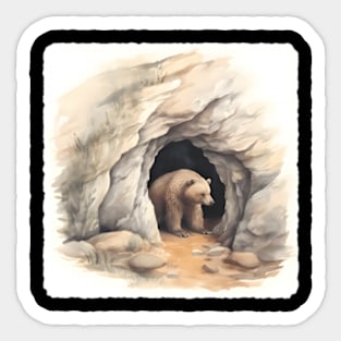 Bear With A Hibernation Cave Animal Winter Shelter Sticker